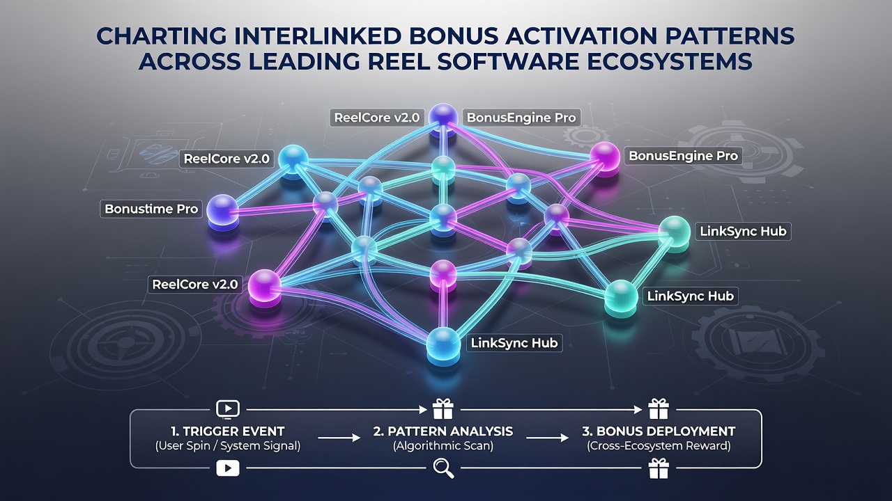 Detailed chart illustrating bonus activation sequences and interdependencies between different slot titles in shared software ecosystems