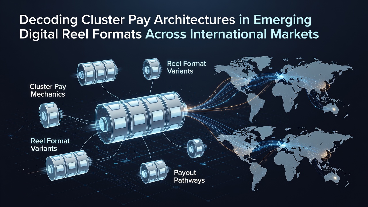 Visual breakdown of cluster pay formations on digital reels showing adjacent symbol groupings across multiple international game formats