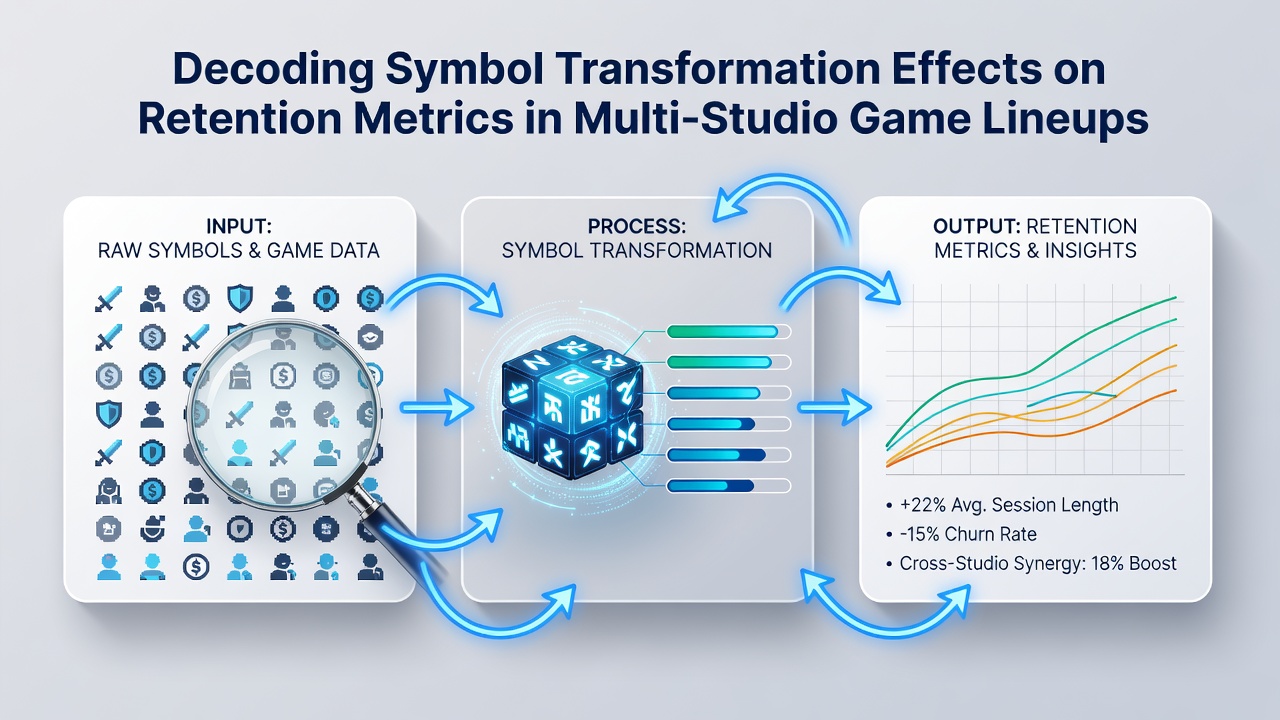 Charts displaying retention metrics influenced by symbol transformations in multi-studio slot environments