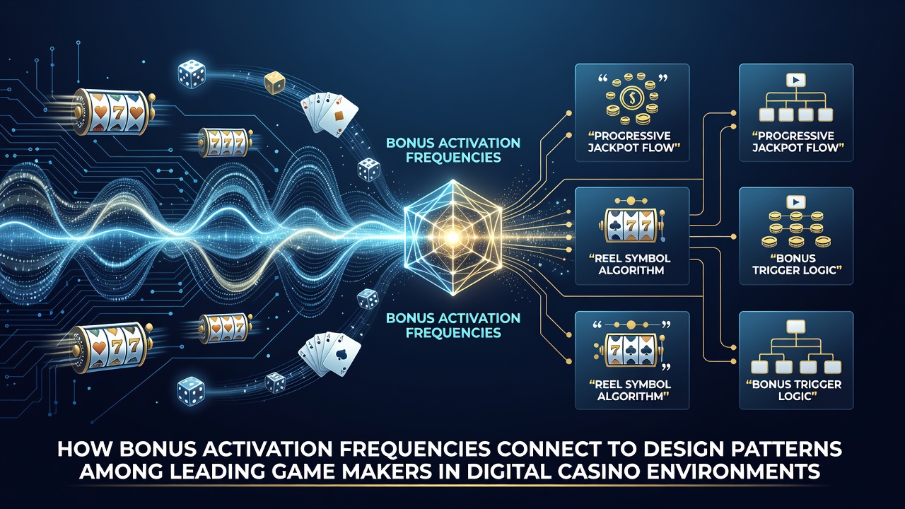 Diagram illustrating bonus activation frequency patterns across various slot design frameworks used by major game studios