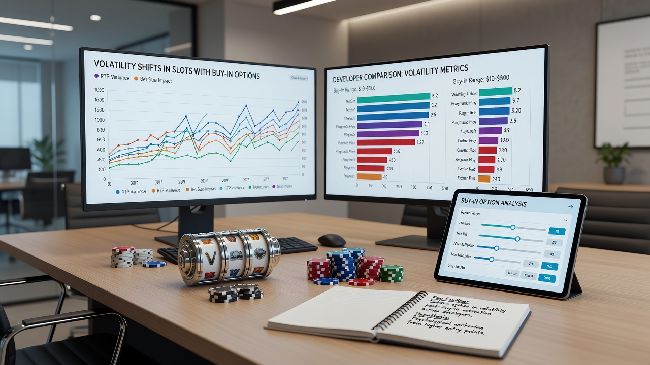 Comparison chart of volatility indices before and after buy-in feature implementation for slots from different developers