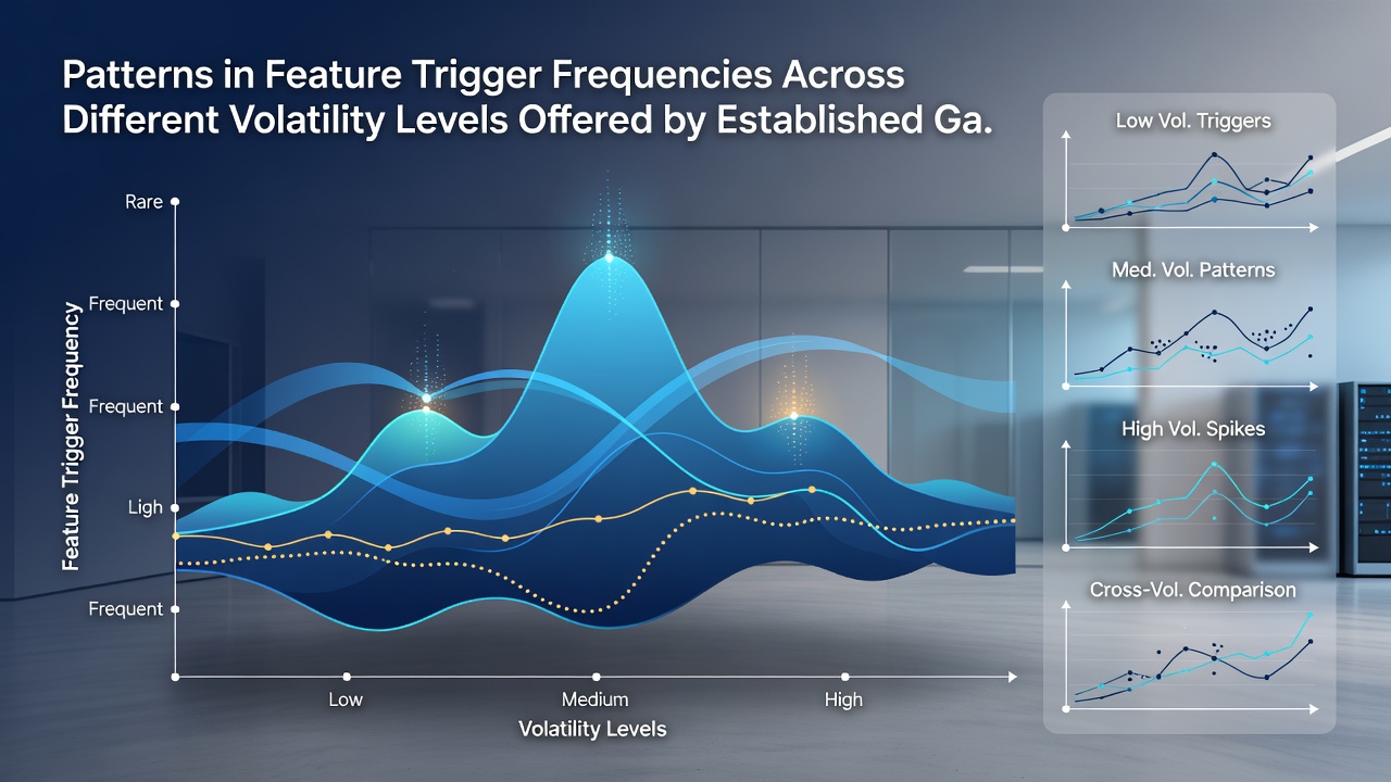 Comparison graphs of bonus feature activation intervals measured across volatility tiers