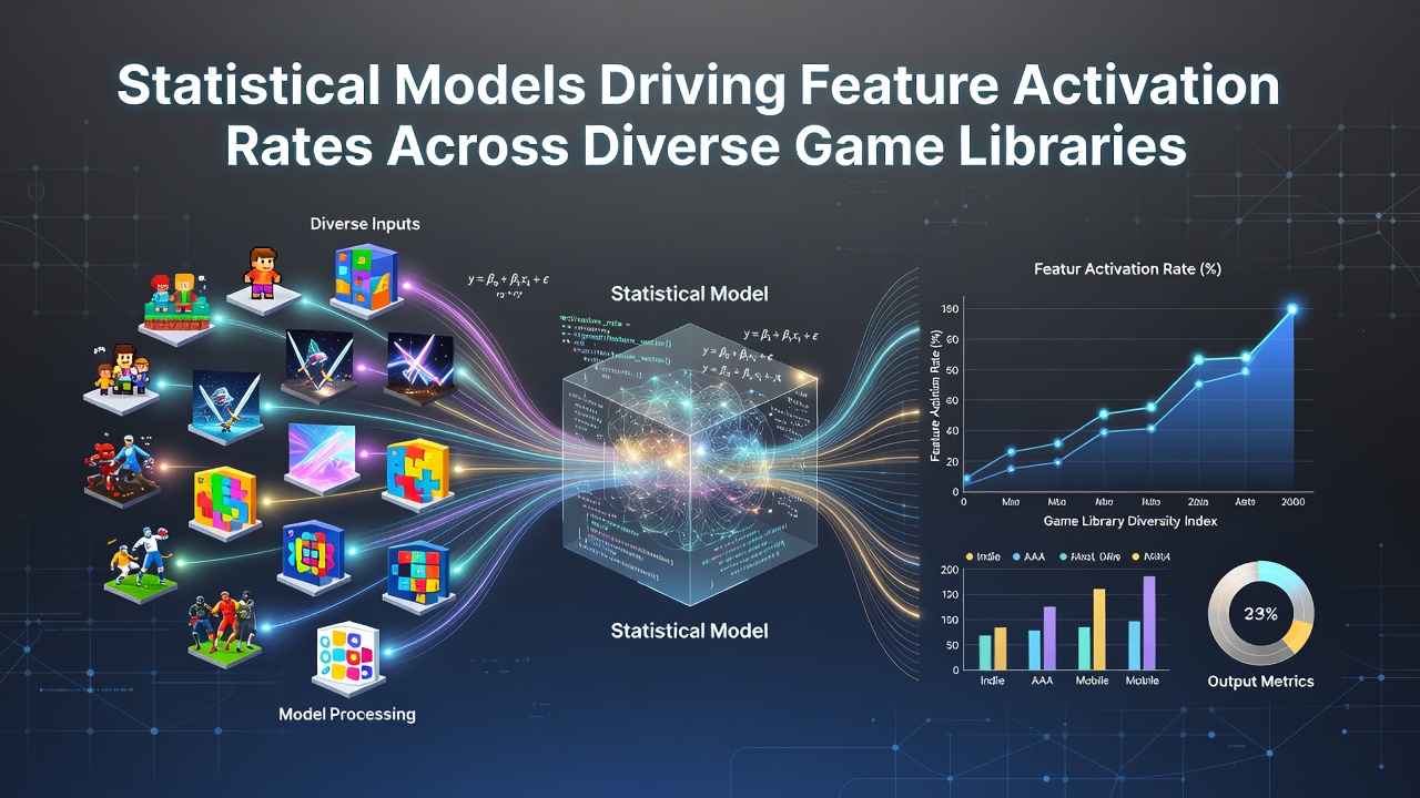 Statistical analysis dashboard showing feature activation rates across multiple game libraries